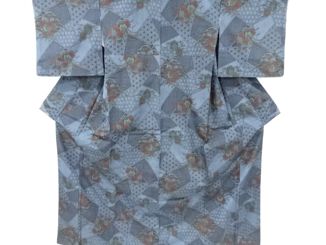 JAPANESE KIMONO / VINTAGE UNUSED KIMONO / SILK / NISHIJIN DENSHO TSUMUGI / WOVEN FLORAL CLASSICAL PATTERN